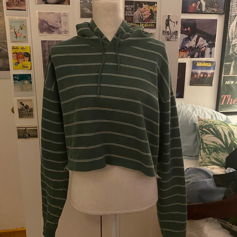 Striped UO crop hoodie